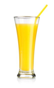 Orange juice in a glass isolated on white background. Clipping path