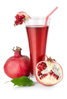 Pomegranate juice is isolated on a white background