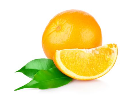 Ripe oranges isolated on white background