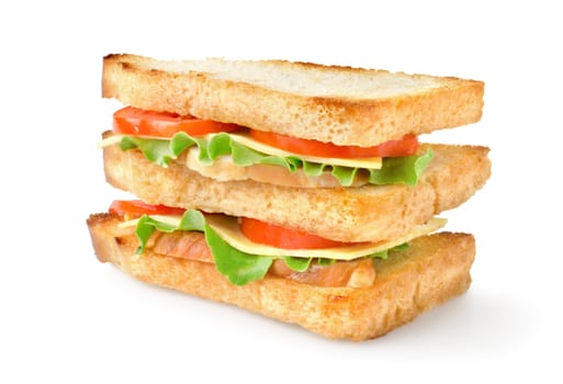 Sandwich with vegetables isolated on a white background