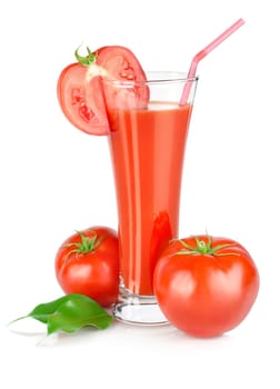 Tomato juice and tomato isolated on white background