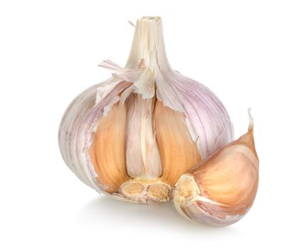 Raw garlic isolated on a white background