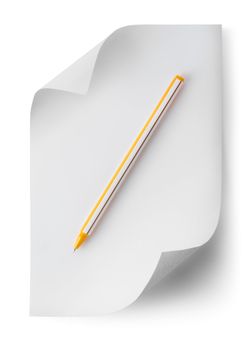 Pen with a sheet of paper isolated on white background. Clipping path