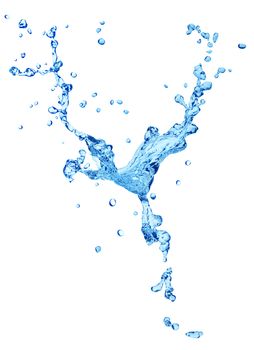 Blue water splash isolated on white background