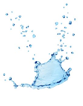 Blue water splash isolated on white background