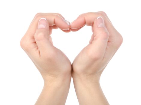 Love: Hands making a heat shape isolated on white background