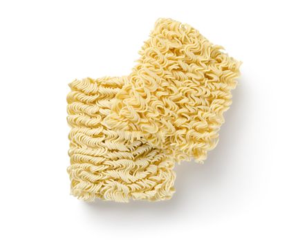 Noodles of fast preparation isolated on a white background