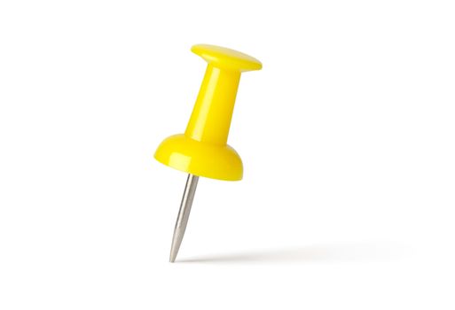 Yellow pin isolated on a white background