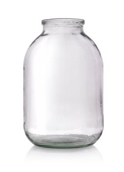 Empty glass jar isolated on a white background