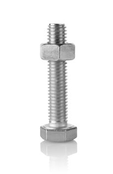 Big bolt and nut isolated on a white background
