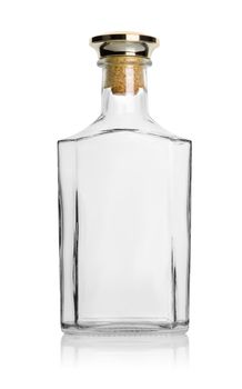 Empty bottle of cognac isolated on a white background