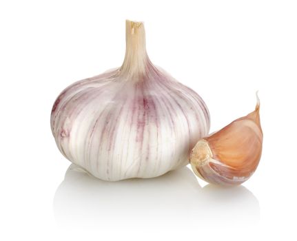 Raw garlic isolated on a white background