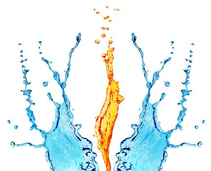 Fire and water isolated on a white background