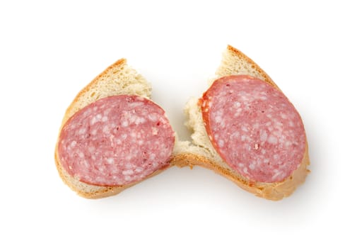 Sandwich with sausage isolated on a white background