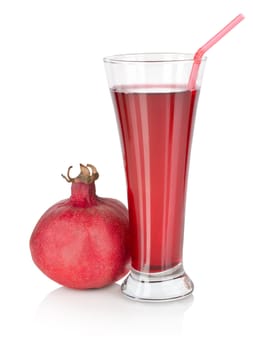 Pomegranate juice isolated on a white background