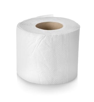 Roll of toilet paper isolated on white background