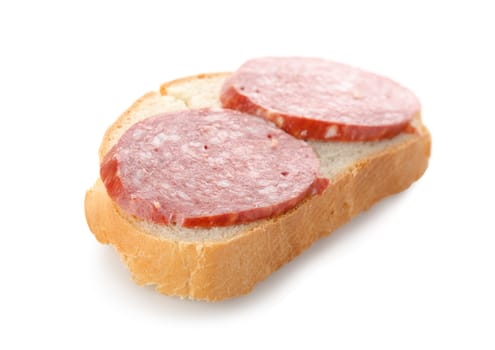 Sandwich with sausage isolated on a white background