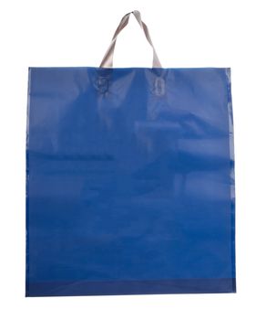 Blue plastic bag isolated on a white background