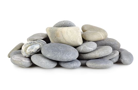 Heap a gray stones isolated on a white background