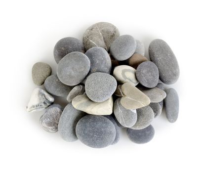 Heap a gray stones isolated on a white background