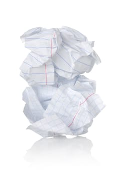 Crumpled sheet of paper isolated on a white background