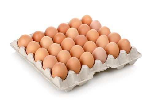 Eggs in a carton isolated on a white background