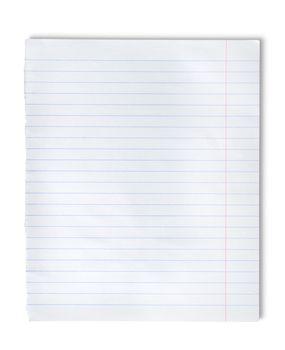 Lined paper isolated on a white background