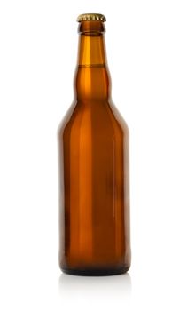 Beer in a brown bottle isolated on a white background. Clipping path