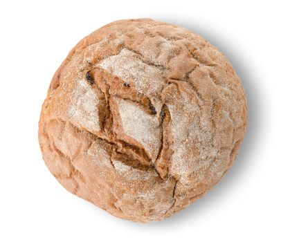 Round black bread isolated on a white background