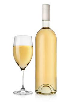 Bottle of white wine isolated on a white background