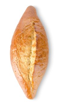Fresh long loaf isolated on white background