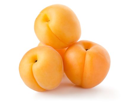 Four apricots isolated on a white background