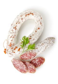 Salami sausage isolated on a white background