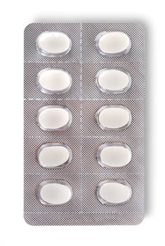 Packing of pills isolated on a white background