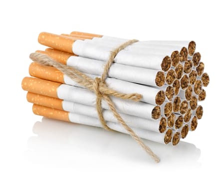 Bunch of cigarettes isolated on a white background
