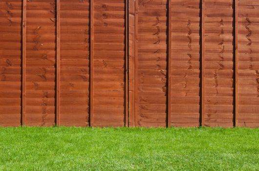 gorgeous backyard garden with green grass and wooden fence