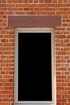modern window on a brick wall building (isolated on black background, ready for your design)