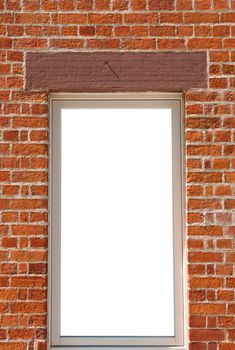 modern window on a brick wall building (isolated on white background, ready for your design)