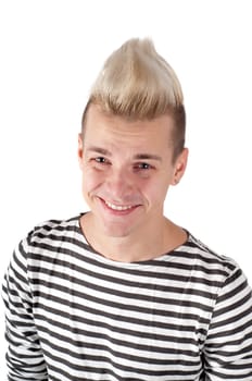 Portrait of happy man in striped shirt