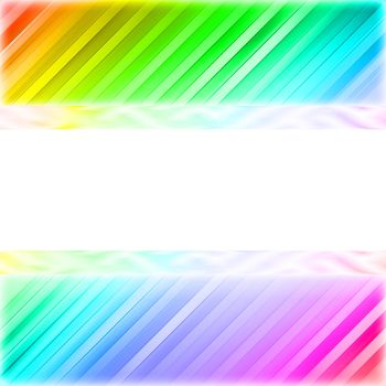 Blank white plate on the colorful diagonal lines background. High resolution 3D image