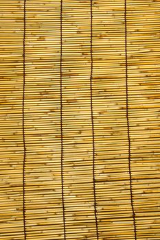 This is a wall of bamboo are woven together in a large sheet.