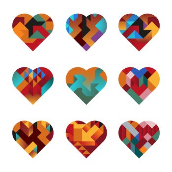 Contemporary Hearts of Interlocking Abstract Shapes (jpeg file has clipping path)