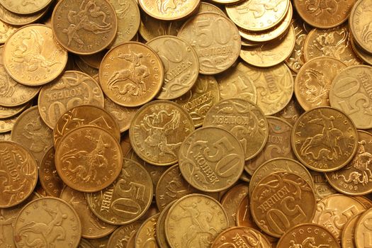 Russian small coins background.