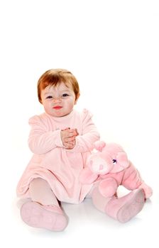 portrait of bautiful baby in pink