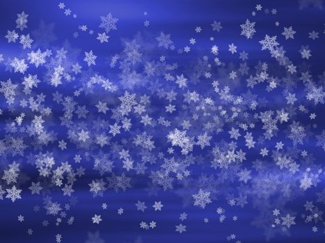 Illustration background graphic of snowflakes falling in Winter.