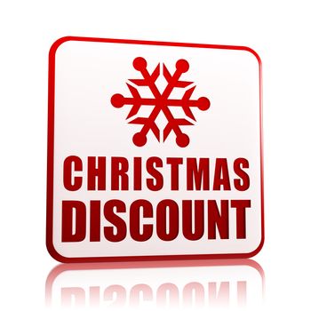 christmas discount 3d white banner with red text and snowflake symbol, business concept