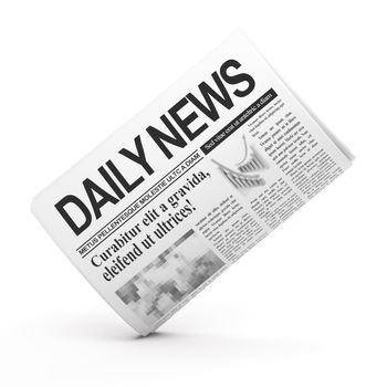 News concept: newspapers on white background, 3d render