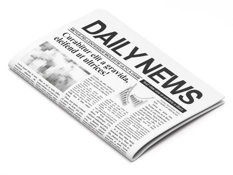 News concept: newspapers on white background, 3d render