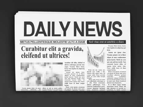 News concept: newspapers on dark background, 3d render