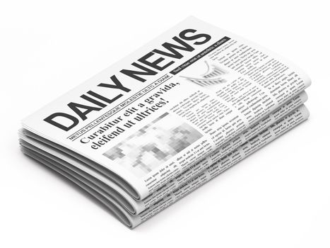 News concept: newspapers on white background, 3d render